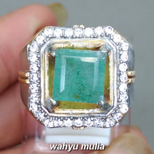Jual Cincin Batu Mulia Zamrud Emerald Beryl Kotak asli bersertifikat pria wanita bagus berkualitas_5