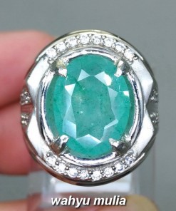 Jual Cincin Permata Batu Emerald Beryl Zamrud bagus asli bersertifikat pria wanita hijau tua muda harga khasiat_3.35 ct asli pria wanita bersertifikat harga khasiat tua muda