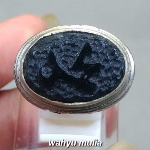foto Batu Cincin Black Jet Lafadz Muhammad Giok Hitam asli nempel magnet khasiat harga korea berkhodam bagus_7