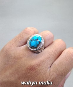 foto Cincin Batu Akik Phirus Persia Biru asli bersertifikat mesir naisyabur urat merah ceplok_4