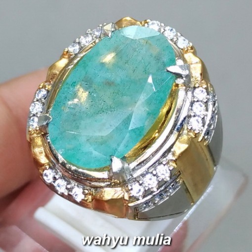 foto jual Cincin Batu Zamrud Emerald Beryl Besar asli bersertifikat berkhodam khasiat harga colombia jumbo ciri bagus bening_1