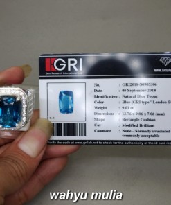 harga jual Cincin Batu London Blue Topaz asli Bersertifikat memo GRI ciri khasiat berkhodam kalimantan bagus_5