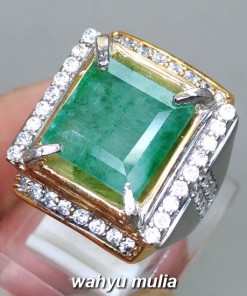 harga jual Cincin Batu Natural Zamrud Emerald Beryl Persegi asli bersertifikat khasiat ciri harga kolombia afrika_1