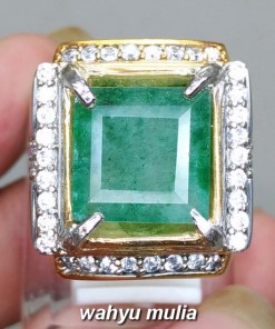 harga jual Cincin Batu Natural Zamrud Emerald Beryl Persegi asli bersertifikat khasiat ciri harga kolombia afrika_5