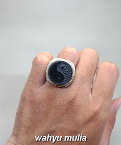 jual Batu Giok hitam Black Jet yinyang nempel magnet asli korea bersertifikat ciri harga khasiat cina birma_6