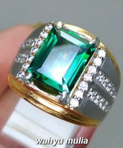 khasiat Cincin Batu Akik Green Topaz Hijau Kotak asli natural bersertifikat bagus berkualitas bening kristal pria wanita_1