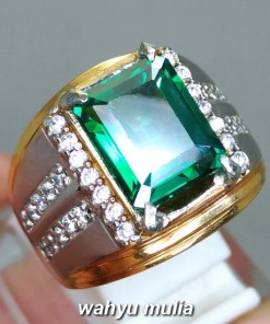 khasiat Cincin Batu Akik Green Topaz Hijau Kotak asli natural bersertifikat bagus berkualitas bening kristal pria wanita_2