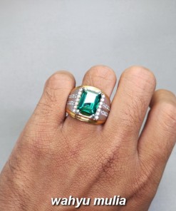 khasiat Cincin Batu Akik Green Topaz Hijau Kotak asli natural bersertifikat bagus berkualitas bening kristal pria wanita_4