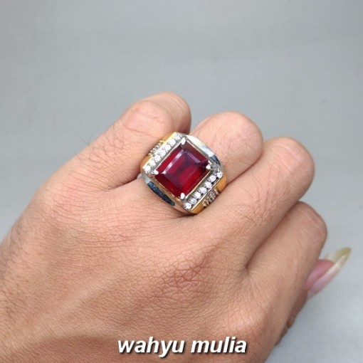 Foto Cincin Batu Natural Garnet Merah Kotak Asli berenergi mustika berkhodam natural srilangka jenis harga_4