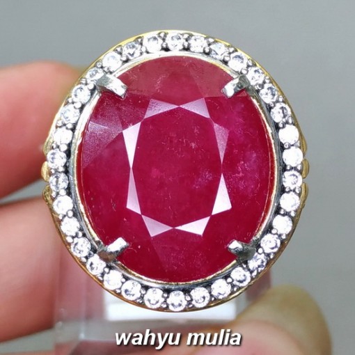 ciri Cincin Batu Natural Merah Ruby Cutting besar jumbo Asli berkhodam bersertifikat afrika birma khasiat jenis bongkahan_5