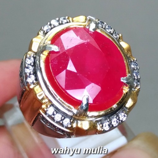 image Batu Cincin Permata Natural Merah Delima Ruby Cutting Asli berkhodam bersertifikat mustika tarikan birma mozambiq harga jenis_2