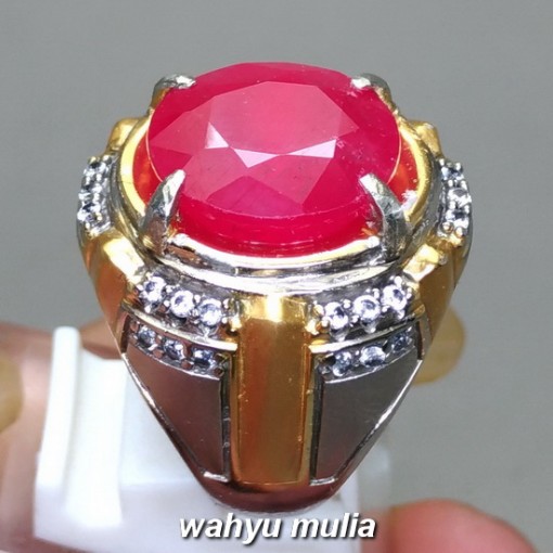 image Batu Cincin Permata Natural Merah Delima Ruby Cutting Asli berkhodam bersertifikat mustika tarikan birma mozambiq harga jenis_3