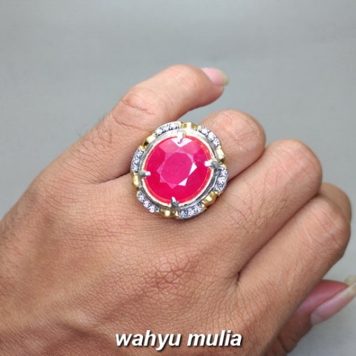 image Batu Cincin Permata Natural Merah Delima Ruby Cutting Asli berkhodam bersertifikat mustika tarikan birma mozambiq harga jenis_4