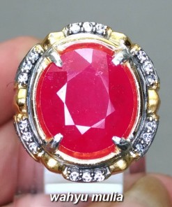 image Batu Cincin Permata Natural Merah Delima Ruby Cutting Asli berkhodam bersertifikat mustika tarikan birma mozambiq harga jenis_5
