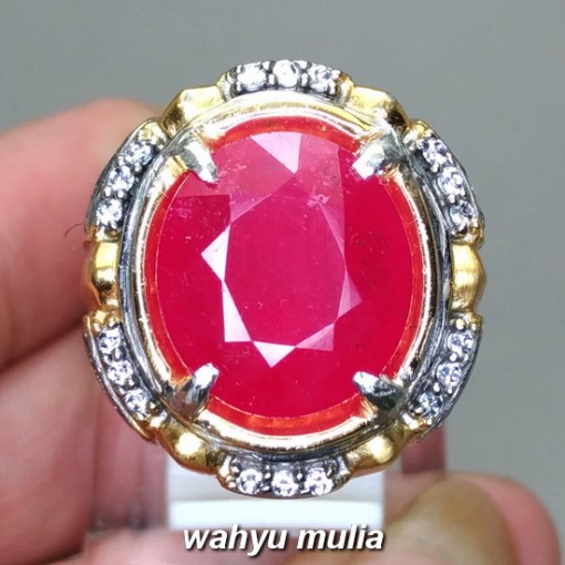 image Batu Cincin Permata Natural Merah Delima Ruby Cutting Asli berkhodam bersertifikat mustika tarikan birma mozambiq harga jenis_5