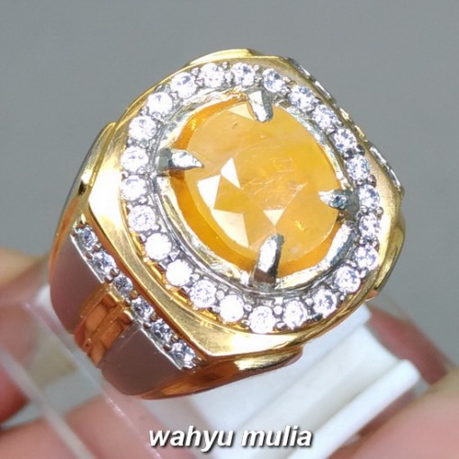 mustika Cincin Batu Golden Yellow Safir Yakut Emas asli selon kristal bagus tanzania ciri manfaat asal_2