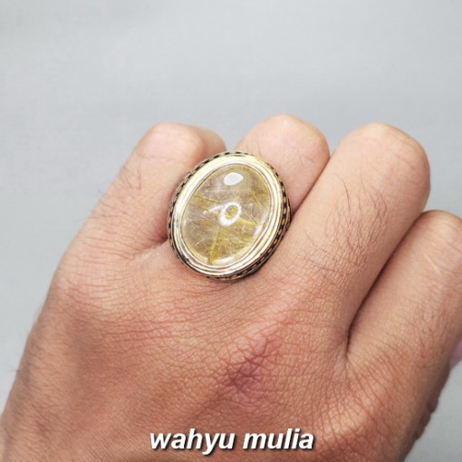 Foto Batu Cincin Kecubung Rambut Emas Kinyang Asli bersertifikat berkhodam berenergi kalimantan harga khasiat asal_4