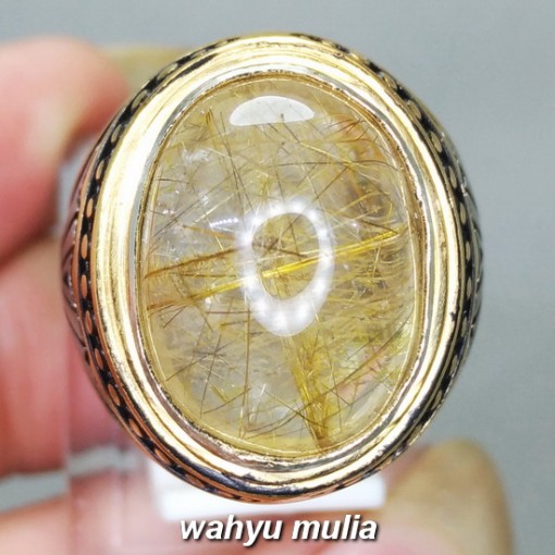 Foto Batu Cincin Kecubung Rambut Emas Kinyang Asli bersertifikat berkhodam berenergi kalimantan harga khasiat asal_5