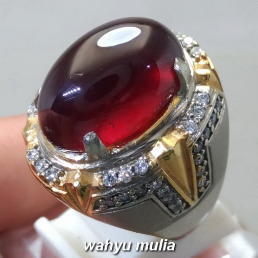 Foto Cincin Batu Akik Merah Garnet Ceylon Asli berkhodam bersertifikat selon bagus cewek cowok jenis harga berkualitas_1