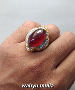 Gambar Batu Cincin Merah Garnet Srilangka Asli bersertifikat selon pria wanita ciri harga khasiat_4