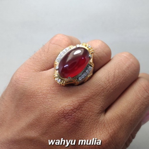 Gambar Batu Cincin Merah Garnet Srilangka Asli bersertifikat selon pria wanita ciri harga khasiat_4
