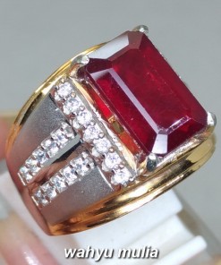 Jual Cincin Batu Permata Merah Delima Ruby Kotak Asli birma afrika ciri harga kegunaan berkhodam persegi_2