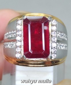 Jual Cincin Batu Permata Merah Delima Ruby Kotak Asli birma afrika ciri harga kegunaan berkhodam persegi_4