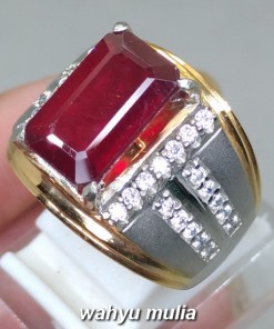 Jual Cincin Batu Permata Merah Delima Ruby Kotak Asli birma afrika ciri harga kegunaan berkhodam persegi_5