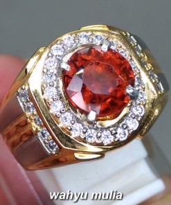 foto Cincin Batu Mandarin Garnet Orange Ceylon Asli natural bermemo sertifikat kalimantan kristal bagus pria wanita_2