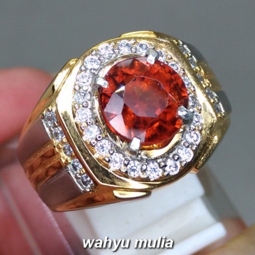 foto Cincin Batu Mandarin Garnet Orange Ceylon Asli natural bermemo sertifikat kalimantan kristal bagus pria wanita_2