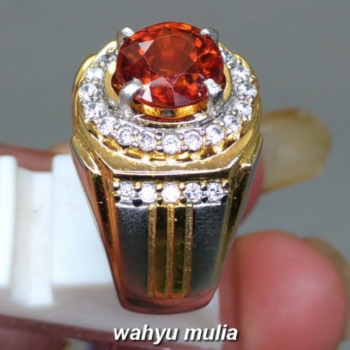 foto Cincin Batu Mandarin Garnet Orange Ceylon Asli natural bermemo sertifikat kalimantan kristal bagus pria wanita_3