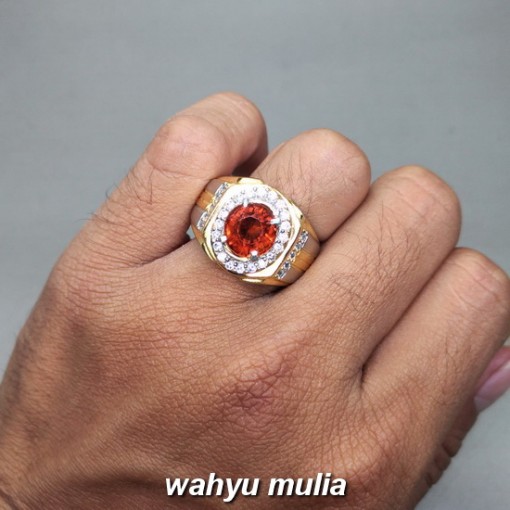 foto Cincin Batu Mandarin Garnet Orange Ceylon Asli natural bermemo sertifikat kalimantan kristal bagus pria wanita_4