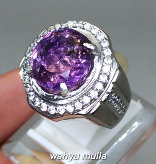 gambar Cincin Batu Kecubung Ungu Amethyst Quartz Asli bersertifikat kalimantan tua muda kristal violet berkhodam pengasihan pria wanita_1