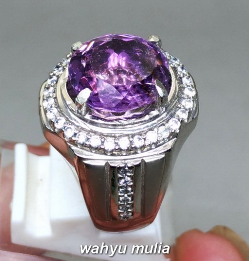 gambar Cincin Batu Kecubung Ungu Amethyst Quartz Asli bersertifikat kalimantan tua muda kristal violet berkhodam pengasihan pria wanita_3