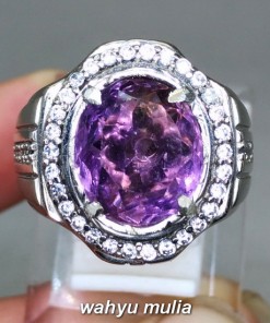 gambar Cincin Batu Kecubung Ungu Amethyst Quartz Asli bersertifikat kalimantan tua muda kristal violet berkhodam pengasihan pria wanita_5