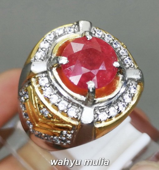image Cincin Batu permata Ruby merah Bulat Asli bersertifikat cerah krital bagus murah _2
