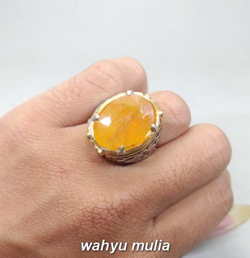khasiat Cincin Batu Permata Yakut Yellow Safir Besar Asli bersertifikat cewek cowok bagus berkualitas_4