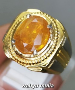 Batu Cincin Yellow Safir kuning Yakult Asli bersertifikat berkhasiat ciri harga afrika srilangka_1