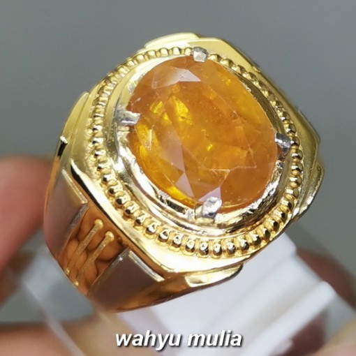 Batu Cincin Yellow Safir kuning Yakult Asli bersertifikat berkhasiat ciri harga afrika srilangka_2