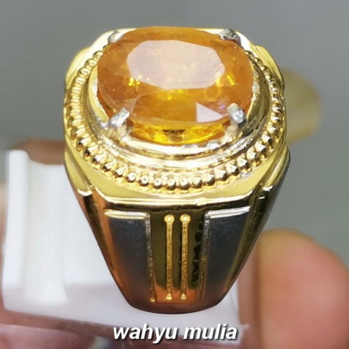 Batu Cincin Yellow Safir kuning Yakult Asli bersertifikat berkhasiat ciri harga afrika srilangka_3