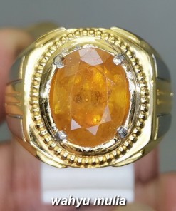 Batu Cincin Yellow Safir kuning Yakult Asli bersertifikat berkhasiat ciri harga afrika srilangka_5