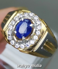 Cincin Batu Akik Blue Safir Ceylon Asli bersertifikat berkhasiat memo ciri harga_1