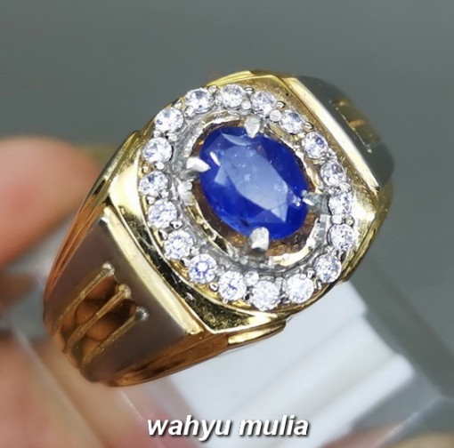 Cincin Batu Akik Blue Safir Ceylon Asli bersertifikat berkhasiat memo ciri harga_2