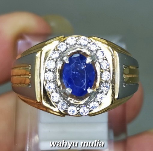 Cincin Batu Akik Blue Safir Ceylon Asli bersertifikat berkhasiat memo ciri harga_4