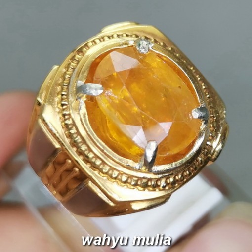 gambar Batu Cincin Yakult Yellow safir Asli berkhasiat berkhodam bersertifikat natural cewek cowok bagus kristal ciri asal_2