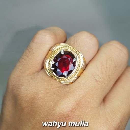 harga Batu Cincin Natural Garnet Merah Gelap Asli bersertifikat berkhodam ciri mahar kalimantan selon_4