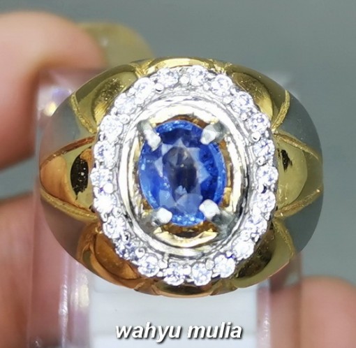harga Cincin Batu Permata Blue Safir Selon Asli bersertifikat berkhasiat pria wanita biru tua kristal bagus_5