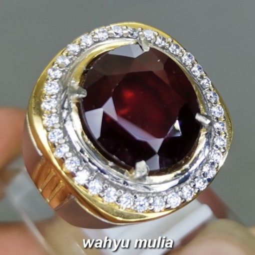 natural Batu Cincin Garnet Merah Gelap Asli srilangka bersertifikat delima ciri harga asal berkhodam_5