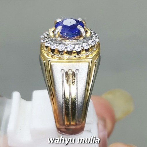 Batu Blue Safir Ceylon Srilangka Asli bersertifikat natural bagus pria wanita_3