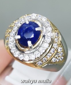 Batu Cincin Blue Safir Ceylon Asli bersertifikat srilangka bagus tua berkhasiat harga_1